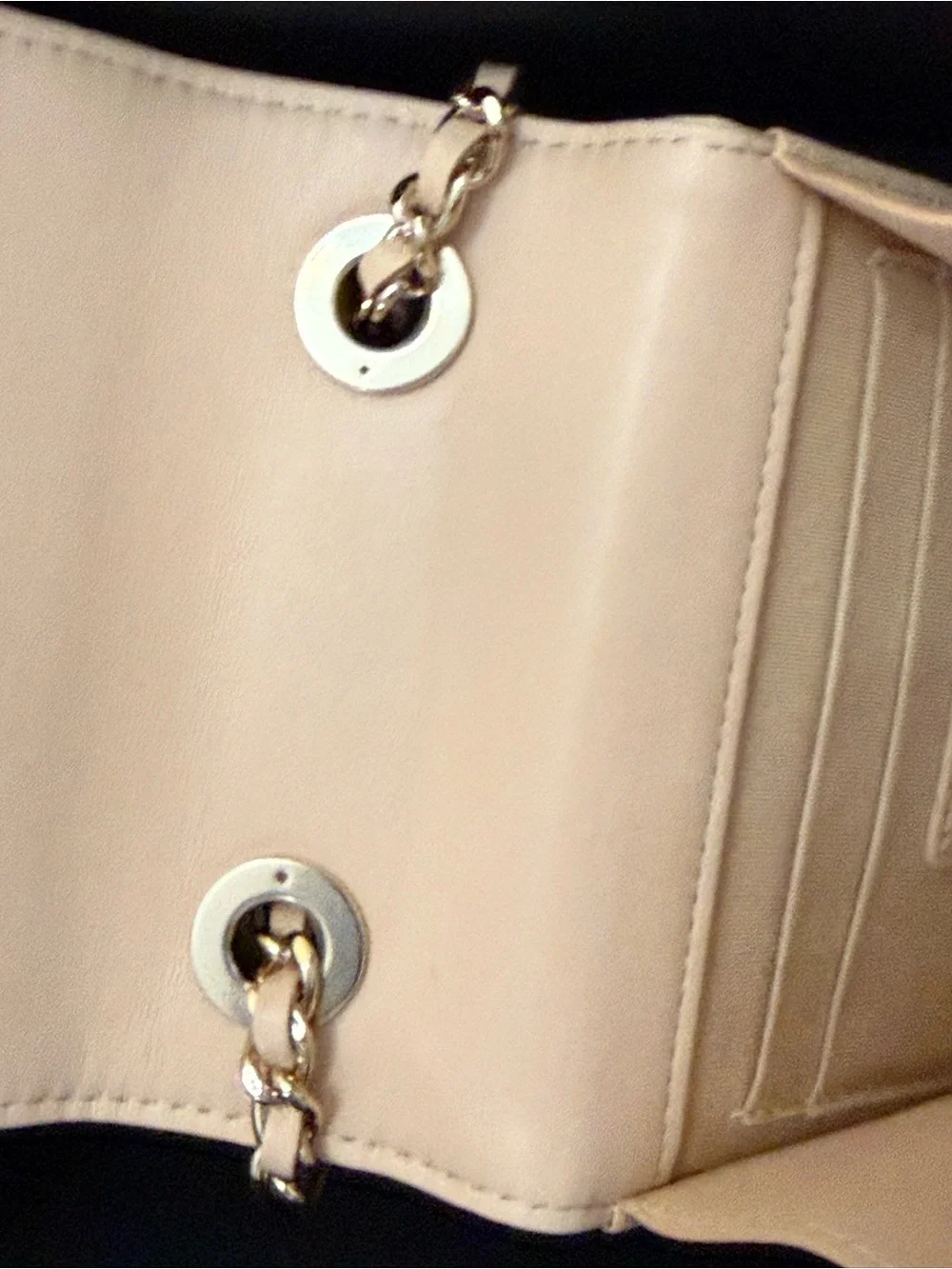 CHANEL Beige Quilted Lambskin Mini Chain Shoulder Bag with Gold CC